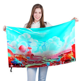 Флаг 3D с принтом Сказочная страна в Курске, 100% полиэстер | плотность ткани — 95 г/м2, размер — 67 х 109 см. Принт наносится с одной стороны | рисунок | сказка | фентези | яркий