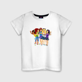 Детская футболка хлопок с принтом ЛЕГО Френдс в Курске, 100% хлопок | круглый вырез горловины, полуприлегающий силуэт, длина до линии бедер | lego friends | андреа | лучшие подружки | миа | оливия | стефани | эмма