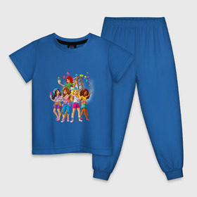 Детская пижама хлопок с принтом ЛЕГО Френдс в Курске, 100% хлопок |  брюки и футболка прямого кроя, без карманов, на брюках мягкая резинка на поясе и по низу штанин
 | lego friends | андреа | лучшие подружки | миа | оливия | стефани | эмма