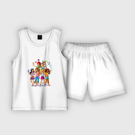 Детская пижама с шортами хлопок с принтом ЛЕГО Френдс в Курске,  |  | lego friends | андреа | лучшие подружки | миа | оливия | стефани | эмма