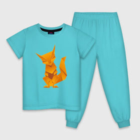 Детская пижама хлопок с принтом Origami в Курске, 100% хлопок |  брюки и футболка прямого кроя, без карманов, на брюках мягкая резинка на поясе и по низу штанин
 | арт | животное | лиса | оригами