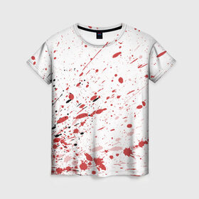 Женская футболка 3D с принтом Брызги в Курске, 100% полиэфир ( синтетическое хлопкоподобное полотно) | прямой крой, круглый вырез горловины, длина до линии бедер | 3d | абстракция | абстракция красок | арт | брызги | краска | кровь | прикольные | цветные | штрихи