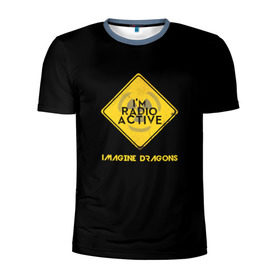 Мужская футболка 3D спортивная с принтом Imagine Dragons Radioactive в Курске, 100% полиэстер с улучшенными характеристиками | приталенный силуэт, круглая горловина, широкие плечи, сужается к линии бедра | Тематика изображения на принте: danger | rock | альтернатива | знак | опасность | осторожно | радиоактивность | рок