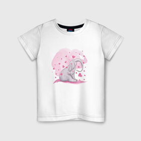 Детская футболка хлопок с принтом Слоник в Курске, 100% хлопок | круглый вырез горловины, полуприлегающий силуэт, длина до линии бедер | Тематика изображения на принте: акварель | любовь | рисунок | розовый