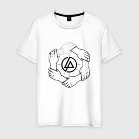 Мужская футболка хлопок с принтом Linkin Park в Курске, 100% хлопок | прямой крой, круглый вырез горловины, длина до линии бедер, слегка спущенное плечо. | 0x000000123 | chester | linkin park | линкин парк