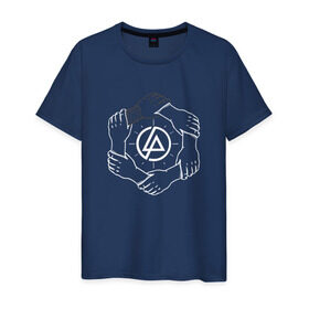 Мужская футболка хлопок с принтом Linkin Park в Курске, 100% хлопок | прямой крой, круглый вырез горловины, длина до линии бедер, слегка спущенное плечо. | 0x000000123 | chester | linkin park | линкин парк