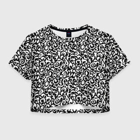 Женская футболка 3D укороченная с принтом Винтажные листья в Курске, 100% полиэстер | круглая горловина, длина футболки до линии талии, рукава с отворотами | Тематика изображения на принте: 