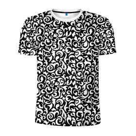 Мужская футболка 3D спортивная с принтом Винтажные листья в Курске, 100% полиэстер с улучшенными характеристиками | приталенный силуэт, круглая горловина, широкие плечи, сужается к линии бедра | 