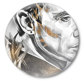 Значок с принтом Андрей Лысиков в Курске,  металл | круглая форма, металлическая застежка в виде булавки | дельфин