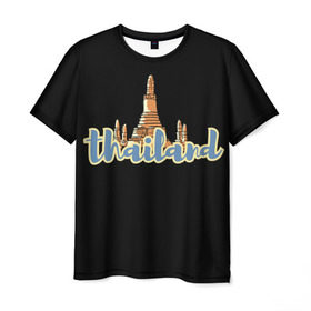 Мужская футболка 3D с принтом Тайланд в Курске, 100% полиэфир | прямой крой, круглый вырез горловины, длина до линии бедер | Тематика изображения на принте: азия | новинки | популярное | прикольные | солнце | страна | традиция | турист | черный