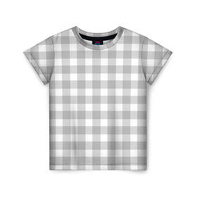 Детская футболка 3D с принтом Grey squares в Курске, 100% гипоаллергенный полиэфир | прямой крой, круглый вырез горловины, длина до линии бедер, чуть спущенное плечо, ткань немного тянется | Тематика изображения на принте: белый | клеточка | серый | текстура