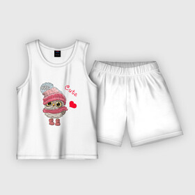 Детская пижама с шортами хлопок с принтом Cute в Курске,  |  | owl | арт | девушкам | животные | надписи | птица | сердечки | сова