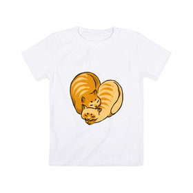 Детская футболка хлопок с принтом Love cats в Курске, 100% хлопок | круглый вырез горловины, полуприлегающий силуэт, длина до линии бедер | Тематика изображения на принте: 