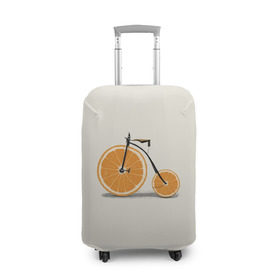 Чехол для чемодана 3D с принтом Велосипед апельсин в Курске, 86% полиэфир, 14% спандекс | двустороннее нанесение принта, прорези для ручек и колес | апельсин | велосипед