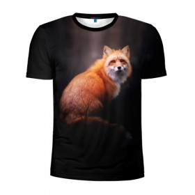 Мужская футболка 3D спортивная с принтом Лис в Курске, 100% полиэстер с улучшенными характеристиками | приталенный силуэт, круглая горловина, широкие плечи, сужается к линии бедра | forest | fox | лес | лис | лиса | лисица | лисичка