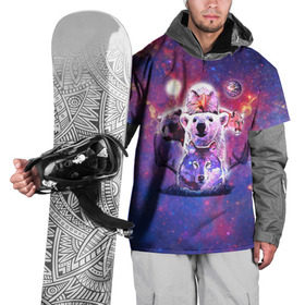 Накидка на куртку 3D с принтом Звериный прайд в Курске, 100% полиэстер |  | волк | вселенная | галактика | звезды | медведь | орел | пума | туманность