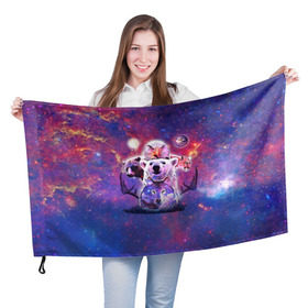 Флаг 3D с принтом Звериный прайд в Курске, 100% полиэстер | плотность ткани — 95 г/м2, размер — 67 х 109 см. Принт наносится с одной стороны | волк | вселенная | галактика | звезды | медведь | орел | пума | туманность