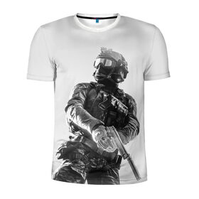 Мужская футболка 3D спортивная с принтом Battlefield 4 в Курске, 100% полиэстер с улучшенными характеристиками | приталенный силуэт, круглая горловина, широкие плечи, сужается к линии бедра | Тематика изображения на принте: battlefield | game | soldiers | weapons | воин | игра | игрок | оружие | солдат