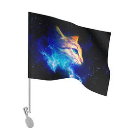 Флаг для автомобиля с принтом Звездный кот в Курске, 100% полиэстер | Размер: 30*21 см | звезды | кот | мордочка | темный