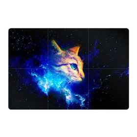 Магнитный плакат 3Х2 с принтом Звездный кот в Курске, Полимерный материал с магнитным слоем | 6 деталей размером 9*9 см | звезды | кот | мордочка | темный