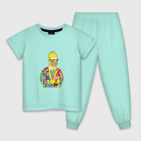 Детская пижама хлопок с принтом Homer в Курске, 100% хлопок |  брюки и футболка прямого кроя, без карманов, на брюках мягкая резинка на поясе и по низу штанин
 | bart | homer | simpsons | барт | гомер | еда | мультфильм | отец | папа | пончик | радуга | симпсоны | спрингфилд | хиппи | цвет