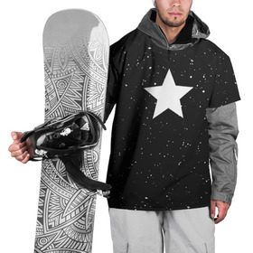 Накидка на куртку 3D с принтом Super Star в Курске, 100% полиэстер |  | black | milk | блэк | брызги | звезда | милк | текстура | узор