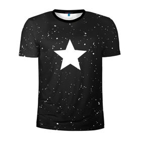 Мужская футболка 3D спортивная с принтом Super Star в Курске, 100% полиэстер с улучшенными характеристиками | приталенный силуэт, круглая горловина, широкие плечи, сужается к линии бедра | black | milk | блэк | брызги | звезда | милк | текстура | узор