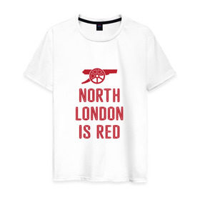 Мужская футболка хлопок с принтом North London is Red в Курске, 100% хлопок | прямой крой, круглый вырез горловины, длина до линии бедер, слегка спущенное плечо. | Тематика изображения на принте: arsenal | football | арсенал | лондон | спорт | футбол