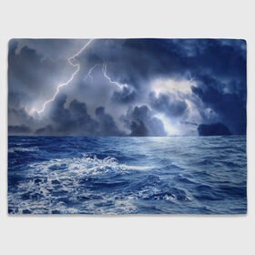 Плед 3D с принтом Шторм в Курске, 100% полиэстер | закругленные углы, все края обработаны. Ткань не мнется и не растягивается | брызги | буря | вода | волны | гроза | капли | красивое | молния | море | непогода | океан | природа | синее | стихия | тучи