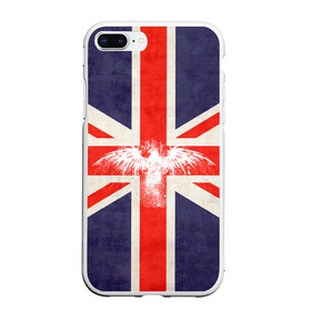 Чехол для iPhone 7Plus/8 Plus матовый с принтом Флаг Англии с белым орлом в Курске, Силикон | Область печати: задняя сторона чехла, без боковых панелей | london | англия | белый | брызги | великобритания | империя | клякса | крылья | лондон | необычный | объеденное королевство | орел | птица | символ | сокол | туманный альбион | флаг