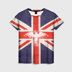Женская футболка 3D с принтом Флаг Англии с белым орлом в Курске, 100% полиэфир ( синтетическое хлопкоподобное полотно) | прямой крой, круглый вырез горловины, длина до линии бедер | london | англия | белый | брызги | великобритания | империя | клякса | крылья | лондон | необычный | объеденное королевство | орел | птица | символ | сокол | туманный альбион | флаг
