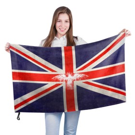 Флаг 3D с принтом Флаг Англии с белым орлом в Курске, 100% полиэстер | плотность ткани — 95 г/м2, размер — 67 х 109 см. Принт наносится с одной стороны | london | англия | белый | брызги | великобритания | империя | клякса | крылья | лондон | необычный | объеденное королевство | орел | птица | символ | сокол | туманный альбион | флаг