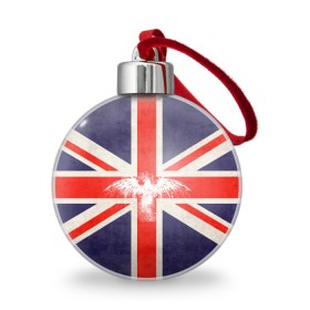Ёлочный шар с принтом Флаг Англии с белым орлом в Курске, Пластик | Диаметр: 77 мм | london | англия | белый | брызги | великобритания | империя | клякса | крылья | лондон | необычный | объеденное королевство | орел | птица | символ | сокол | туманный альбион | флаг