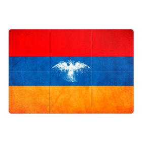 Магнитный плакат 3Х2 с принтом Флаг Армении с белым орлом в Курске, Полимерный материал с магнитным слоем | 6 деталей размером 9*9 см | Тематика изображения на принте: айастан | армения | белый | босеан | брызги | ереван | знамя | империя | клякса | крылья | кумач | необычный | орел | пойс | птица | символ | сокол | стяг | флаг | хайастан | штандарт