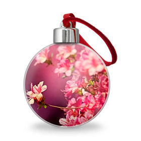 Ёлочный шар с принтом Сакура в Курске, Пластик | Диаметр: 77 мм | 3d | flower | nature | pink | sakura | весна | деревья | природа | розовый | сакура | цветы | япония