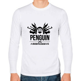 Мужской лонгслив хлопок с принтом Агрессивный пингвин в Курске, 100% хлопок |  | aggressive penguin | оружие | птица