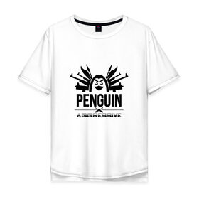 Мужская футболка хлопок Oversize с принтом Агрессивный пингвин в Курске, 100% хлопок | свободный крой, круглый ворот, “спинка” длиннее передней части | aggressive penguin | оружие | птица