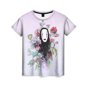 Женская футболка 3D с принтом Унесенные призраками в Курске, 100% полиэфир ( синтетическое хлопкоподобное полотно) | прямой крой, круглый вырез горловины, длина до линии бедер | безликий | миядзаки | унесенные призраками | хаяо | цветы