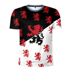Мужская футболка 3D спортивная с принтом Лев герба Нидерландов в Курске, 100% полиэстер с улучшенными характеристиками | приталенный силуэт, круглая горловина, широкие плечи, сужается к линии бедра | Тематика изображения на принте: амстердам | андерсен | белый | венеция | герб | голландия | европа | королевство | красный | нидерланды | свобода | символ | страна | флаг | черный