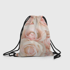 Рюкзак-мешок 3D с принтом Pink roses в Курске, 100% полиэстер | плотность ткани — 200 г/м2, размер — 35 х 45 см; лямки — толстые шнурки, застежка на шнуровке, без карманов и подкладки | розовый | розы