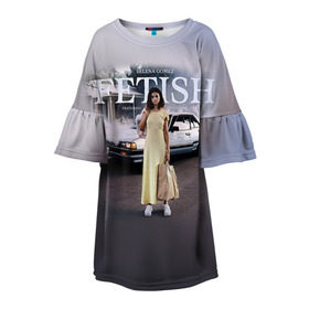 Детское платье 3D с принтом Selena Gomez в Курске, 100% полиэстер | прямой силуэт, чуть расширенный к низу. Круглая горловина, на рукавах — воланы | selena gomez