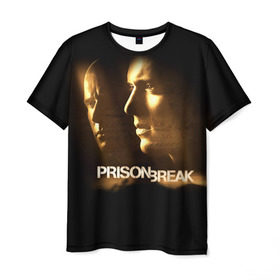 Мужская футболка 3D с принтом Prison break 3 в Курске, 100% полиэфир | прямой крой, круглый вырез горловины, длина до линии бедер | 