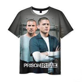 Мужская футболка 3D с принтом Prison break 4 в Курске, 100% полиэфир | прямой крой, круглый вырез горловины, длина до линии бедер | Тематика изображения на принте: prison break | побег | сериал