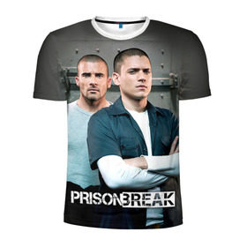 Мужская футболка 3D спортивная с принтом Prison break 4 в Курске, 100% полиэстер с улучшенными характеристиками | приталенный силуэт, круглая горловина, широкие плечи, сужается к линии бедра | Тематика изображения на принте: prison break | побег | сериал