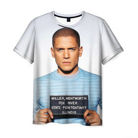 Мужская футболка 3D с принтом Prison break 5 в Курске, 100% полиэфир | прямой крой, круглый вырез горловины, длина до линии бедер | prison break | побег | сериал
