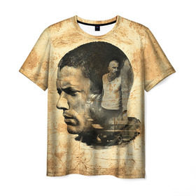 Мужская футболка 3D с принтом Prison break 6 в Курске, 100% полиэфир | прямой крой, круглый вырез горловины, длина до линии бедер | prison break | побег | сериал