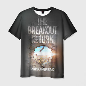 Мужская футболка 3D с принтом Prison break 8 в Курске, 100% полиэфир | прямой крой, круглый вырез горловины, длина до линии бедер | prison break | побег | сериал