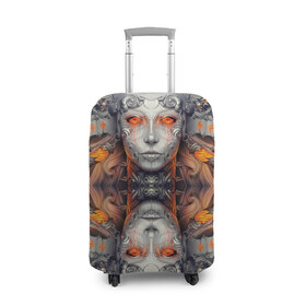 Чехол для чемодана 3D с принтом Robotix в Курске, 86% полиэфир, 14% спандекс | двустороннее нанесение принта, прорези для ручек и колес | абстракция | арт | девушка | краска | лицо | прикольные | робот | цветные