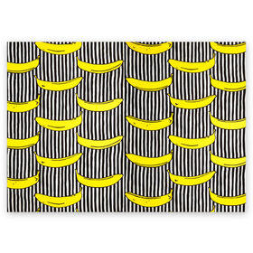 Поздравительная открытка с принтом Бананы на Полосатом Фоне в Курске, 100% бумага | плотность бумаги 280 г/м2, матовая, на обратной стороне линовка и место для марки
 | банана | бананчик | вкусный | желтый | спелый | фрукт