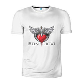 Мужская футболка 3D спортивная с принтом Bon Jovi в Курске, 100% полиэстер с улучшенными характеристиками | приталенный силуэт, круглая горловина, широкие плечи, сужается к линии бедра | Тематика изображения на принте: its my life | бон жови | джон бон джови | кровь | меч | сердце